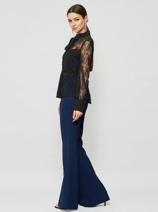 Laelia Pleated Lace Blouse - Solgo Atelier