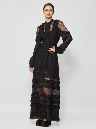 Solgo Ruffle Silk Maxi Dress - Solgo Atelier