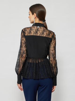 Laelia Pleated Lace Blouse - Solgo Atelier