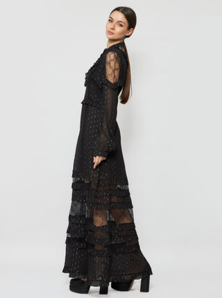 Solgo Ruffle Silk Maxi Dress - Solgo Atelier