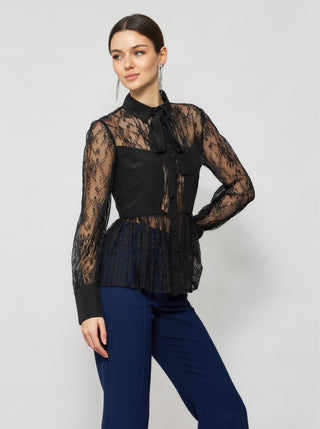 Laelia Pleated Lace Blouse - Solgo Atelier