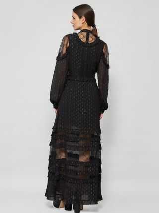 Solgo Ruffle Silk Maxi Dress - Solgo Atelier