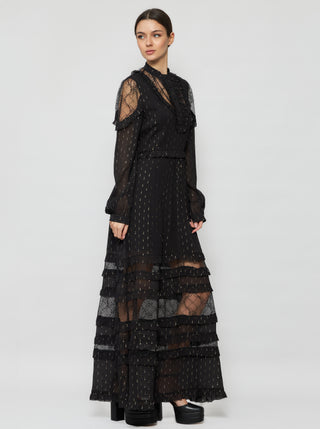 Solgo Ruffle Silk Maxi Dress - Solgo Atelier