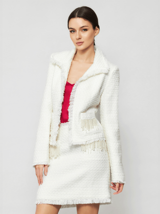 Shimmering Tweed Bouclé Tia Crop Jacket