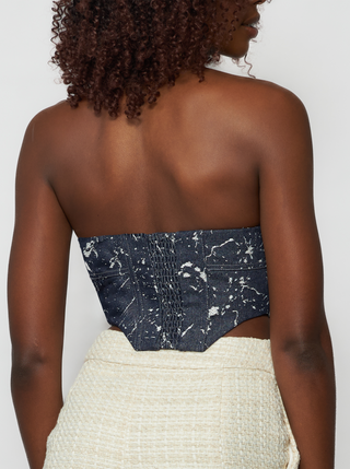 Laura Denim Strapless Bustier - Solgo Atelier