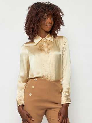 Solgo Pleated Silk Shirt - Solgo Atelier