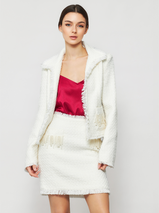 Shimmering Tweed Bouclé Tia Crop Jacket