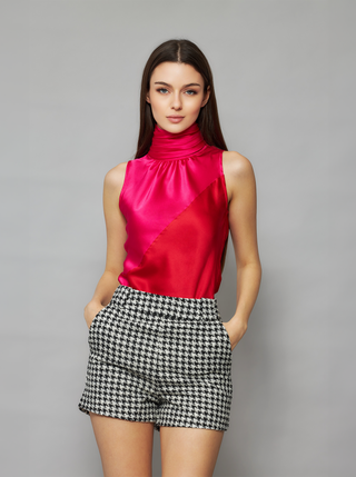 Color Block Sleeveless Yera Silk Top - Solgo Atelier