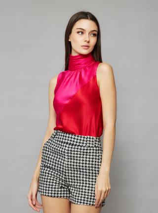 Color Block Sleeveless Yera Silk Top - Solgo Atelier