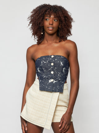 Laura Denim Strapless Bustier - Solgo Atelier
