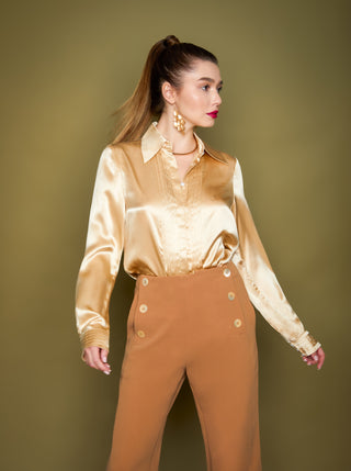 Solgo Pleated Silk Shirt