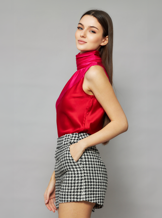 Color Block Sleeveless Yera Silk Top